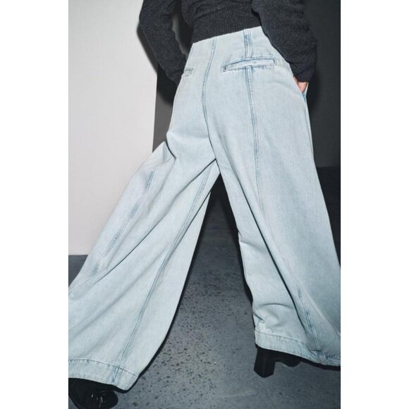 ZARA JEANS ZW COLLECTION HIGH-WAIST BALLOON - Picture 4 of 8